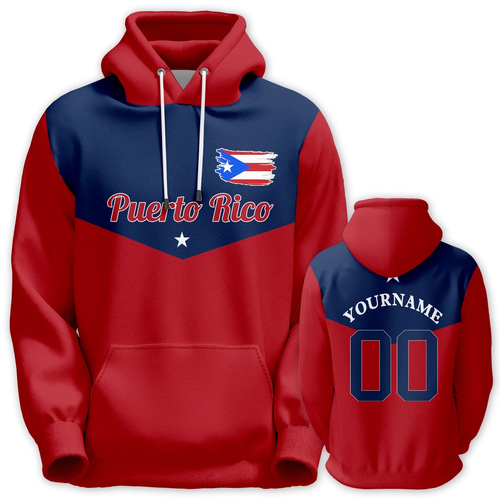 Custom Puerto Rico Hoodie Thin Pullover Sweatshirt with Flag Personalized Name Number Casual Wear for Men Youth Spring Autumn