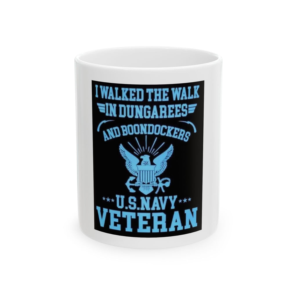 Dungarees and Boondockers Ceramic Mug — 11oz & 15oz Vintage Workwear Quote