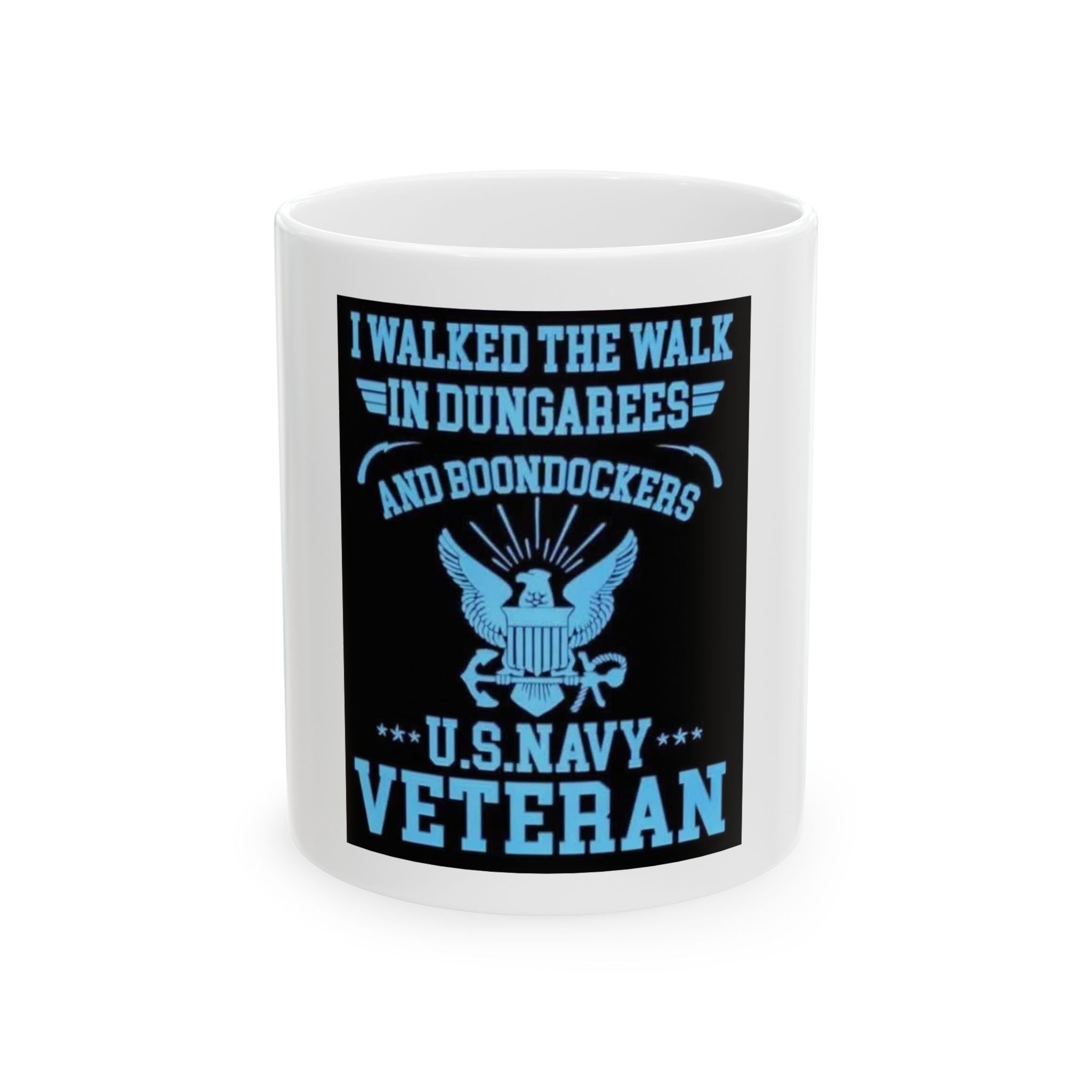 Dungarees and Boondockers Ceramic Mug — 11oz & 15oz Vintage Workwear Quote