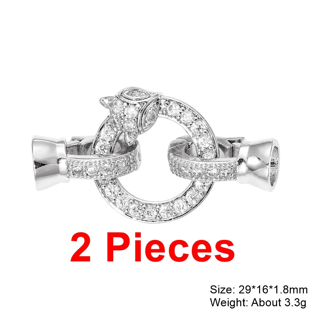 Juya 18K Real Gold Plated Snake Connector Fastener Hook Clasps Accessories For DIY Needlework Cuba Chains Pearls Jewelry Making