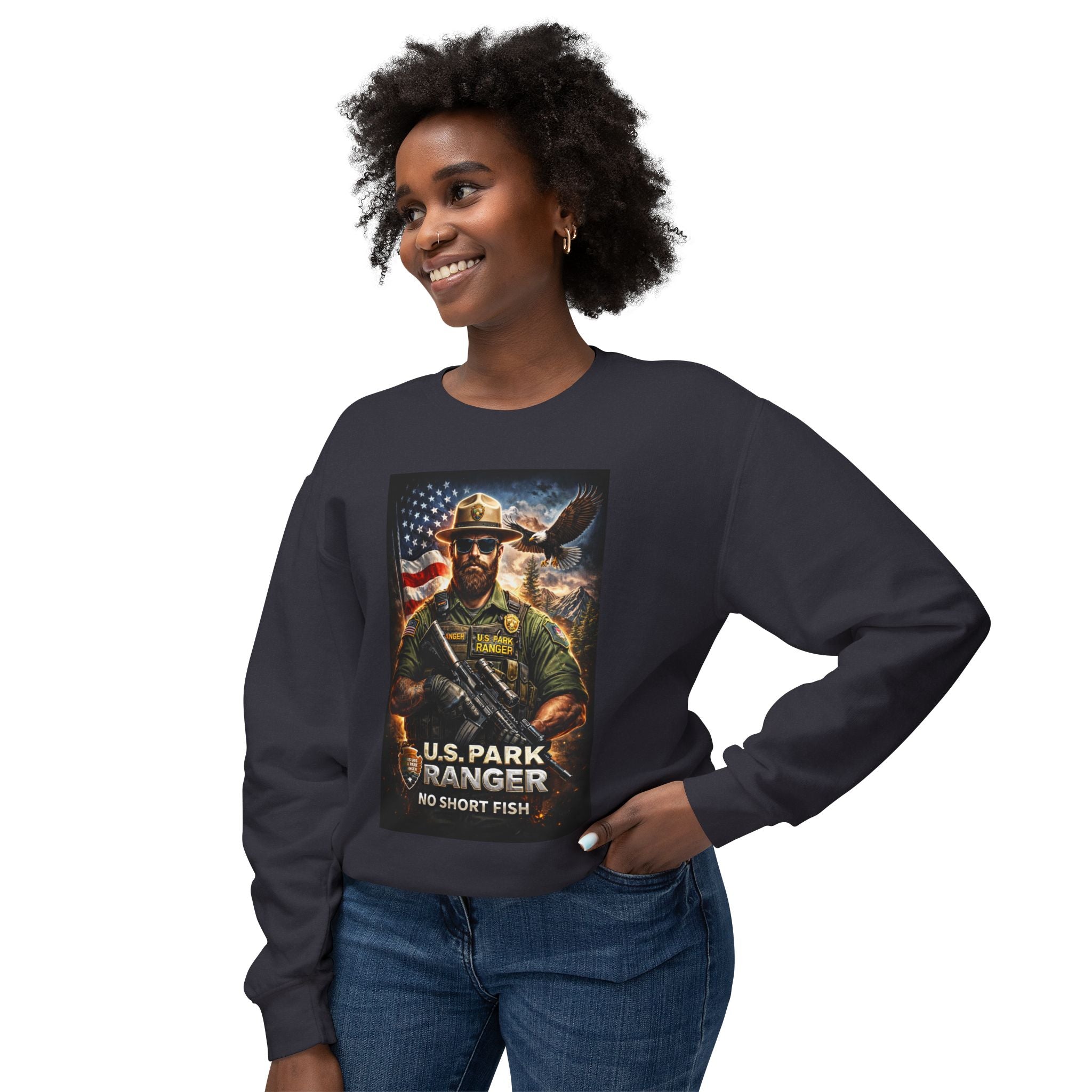 U.S. Park Ranger Short Fish Unisex Lightweight Crewneck Sweatshirt
