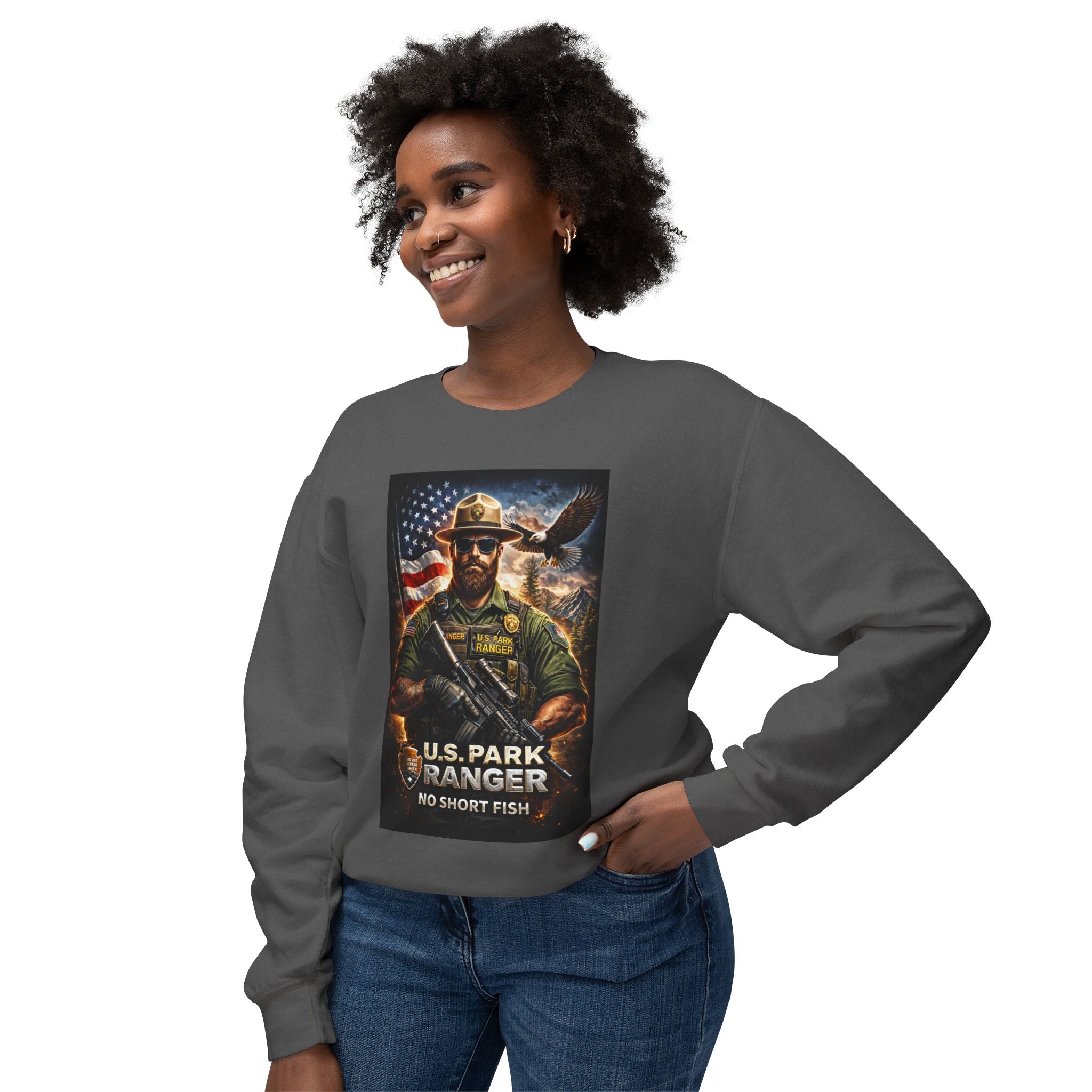 U.S. Park Ranger Short Fish Unisex Lightweight Crewneck Sweatshirt