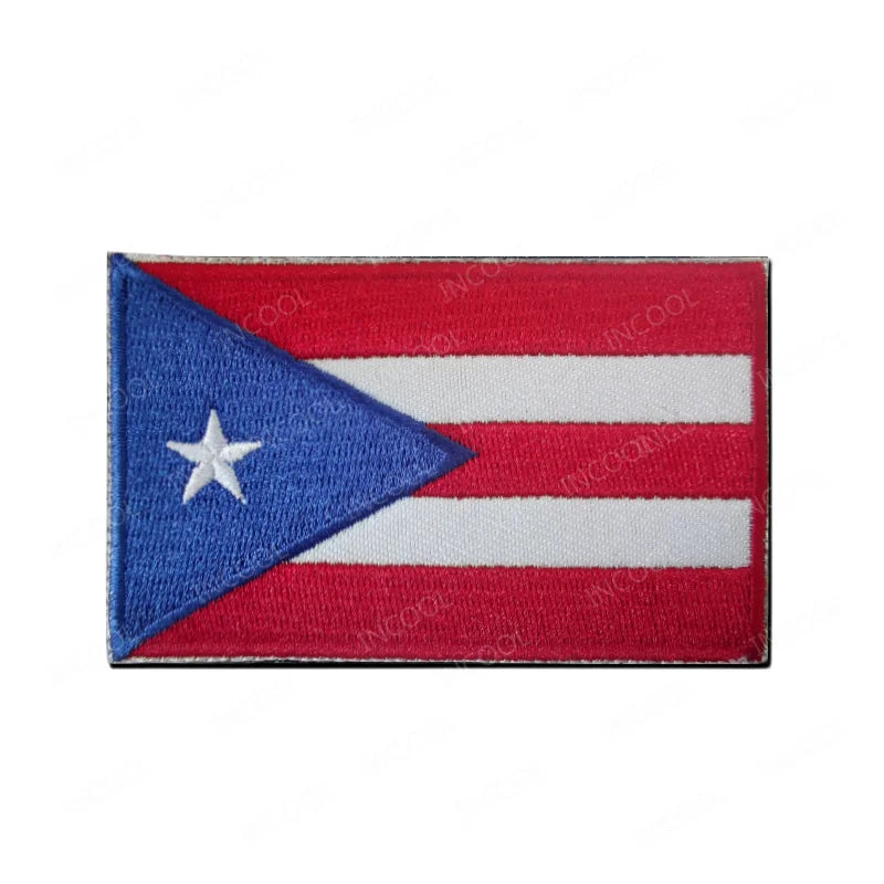 Puerto Rico Flag Infrared Reflective Patches Nylon Flags Blue Line Stickers Appliqued Embroidered Patches For Clothing Hook Loop