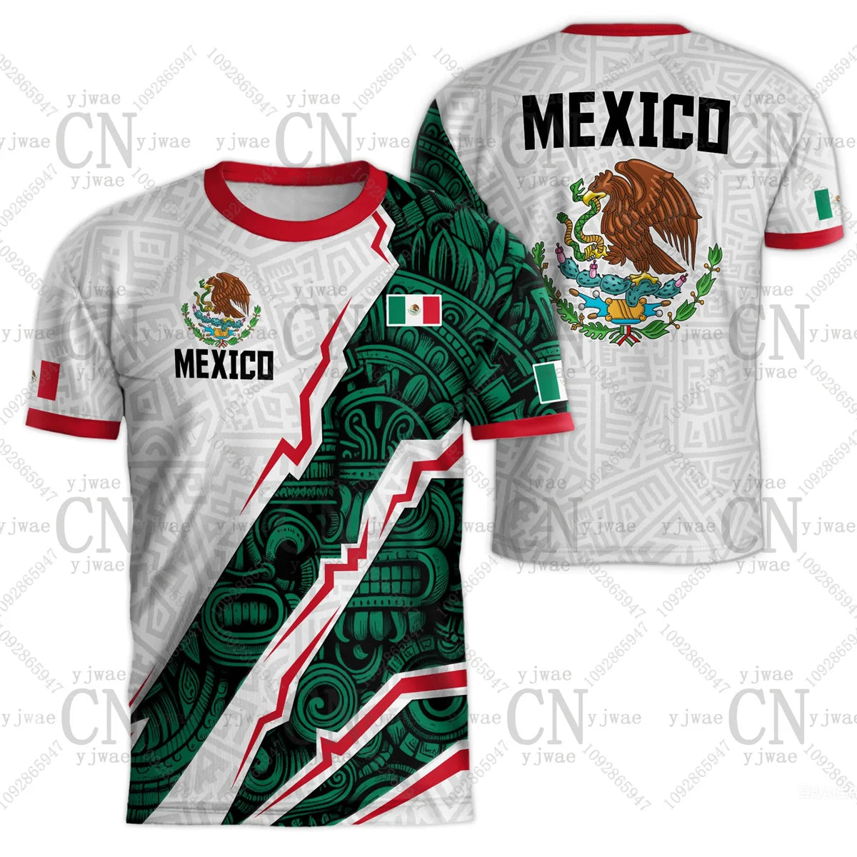 2026 Mexico Soccer Jerseys Flag Print Sportswear Short Sleeved Outdoor Quick Drying Training Tee Summer Children'S Adult T-Shirt