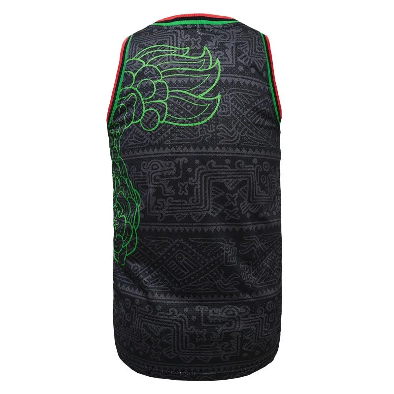Retro Fashion Mexico Basketball Uniform Unisex Summer Basketball Sleeveless Jersey T shirt Mexican Basketball Uniform Tank Top