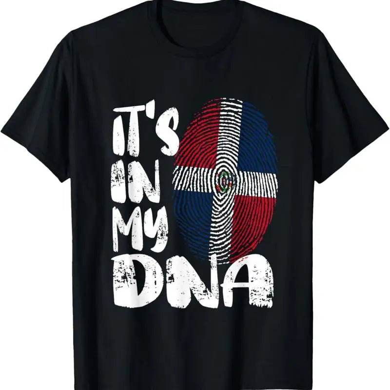 Dominican Republic It's in My Dna Fingerprint Flag T Shirt