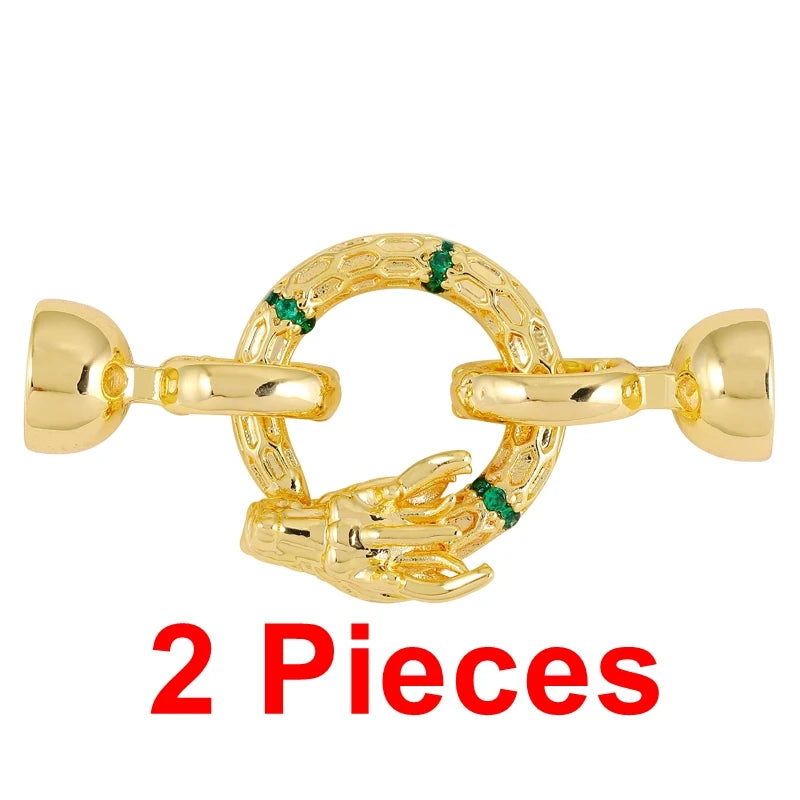 Juya 18K Real Gold Plated Snake Connector Fastener Hook Clasps Accessories For DIY Needlework Cuba Chains Pearls Jewelry Making