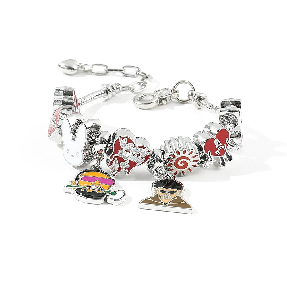 Hot Puerto Rican Singer Bad Bunny Bracelet Cute Bracelet Accessories Punk Gothic Metal Bangles Wristbands Jewelry For Fans Gift