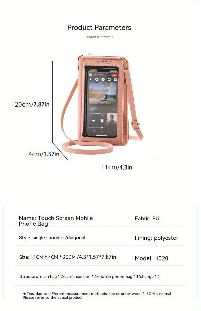 Touch Screen Mobile Phone Bag Female Cross Bag Anti-theft Multi-functional Shoulder Transparent Mini Small Bag Purse Mobile Phone Bag, Mommy Bag, Christmas, Halloween, Thanksgiving Day Gift