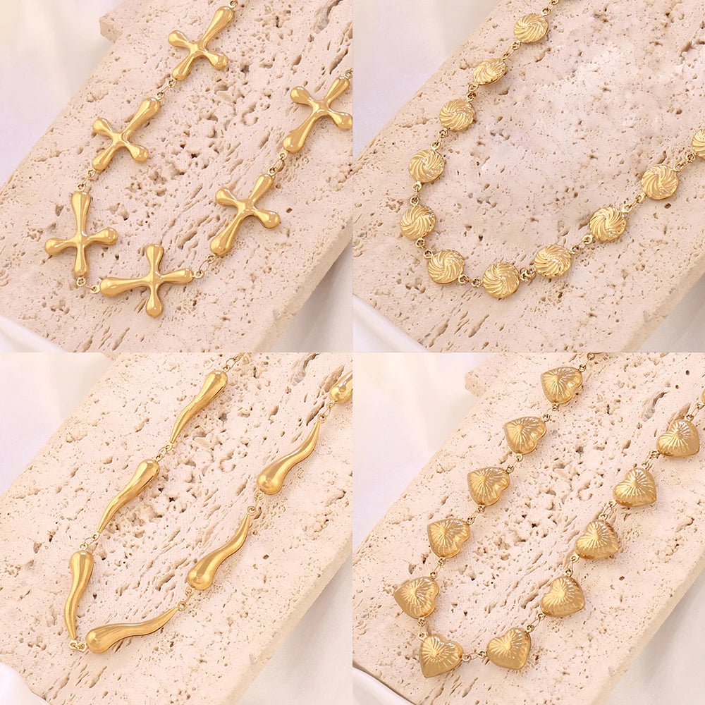 316L Stainless Steel Hollow Cross Heart Chain Necklace For Women Men Trend Pepper Shape Chain Necklaces Partry Jewelry Gifts