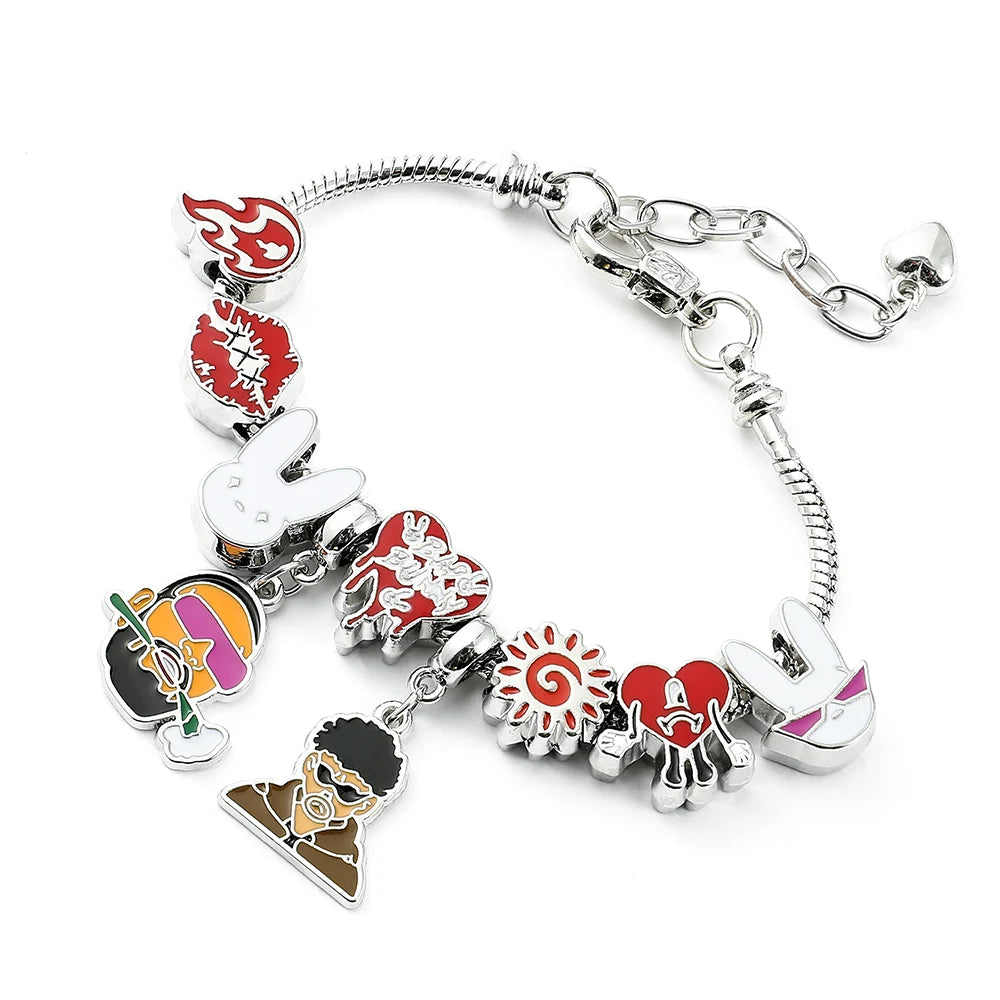Hot Puerto Rican Singer Bad Bunny Bracelet Cute Bracelet Accessories Punk Gothic Metal Bangles Wristbands Jewelry For Fans Gift
