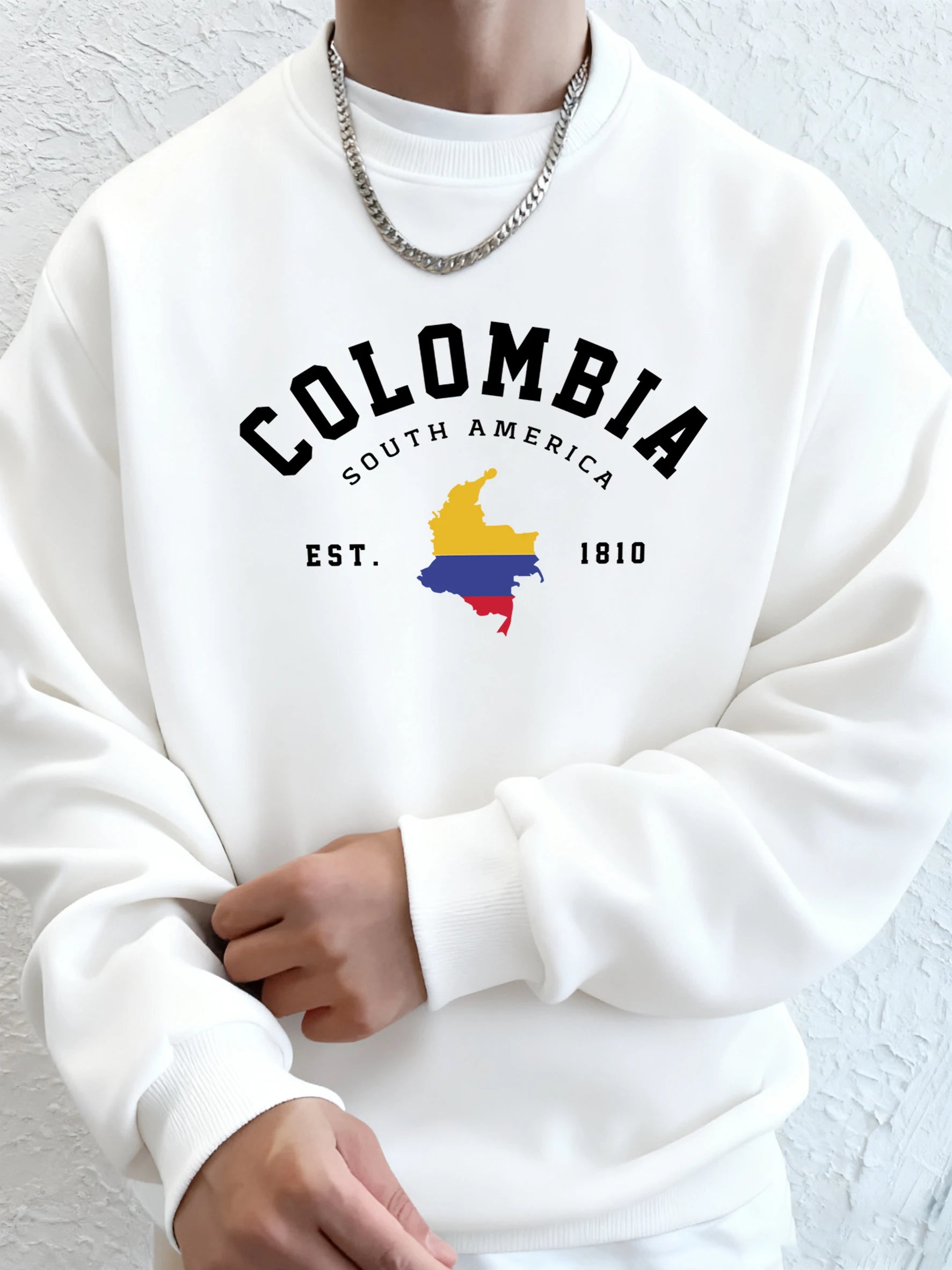 Colombia South America Est 1810 Print Man Loose Casual Streetwear Sport Soft Hoodie Comfy Street Sweatshirts Warm Trendy Clothes