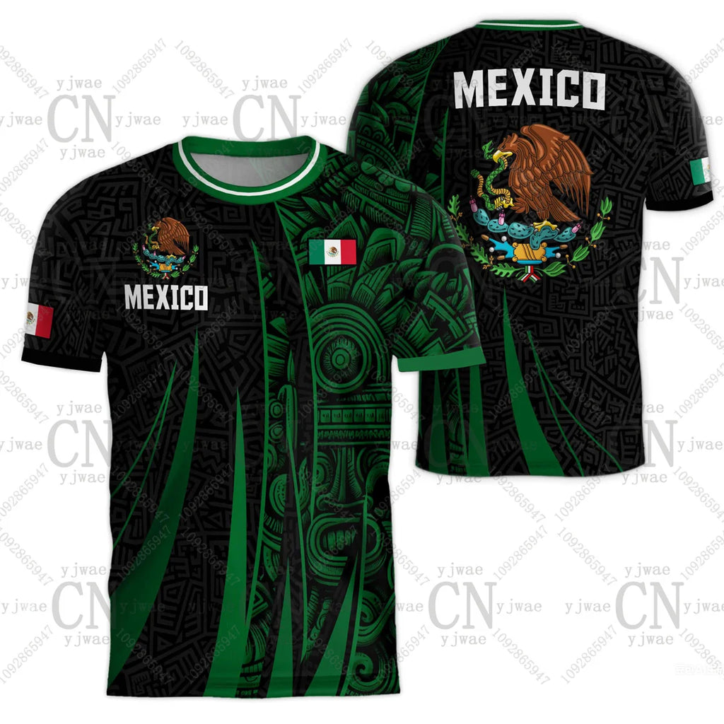 2026 Mexico Soccer Jerseys Flag Print Sportswear Short Sleeved Outdoor Quick Drying Training Tee Summer Children'S Adult T-Shirt