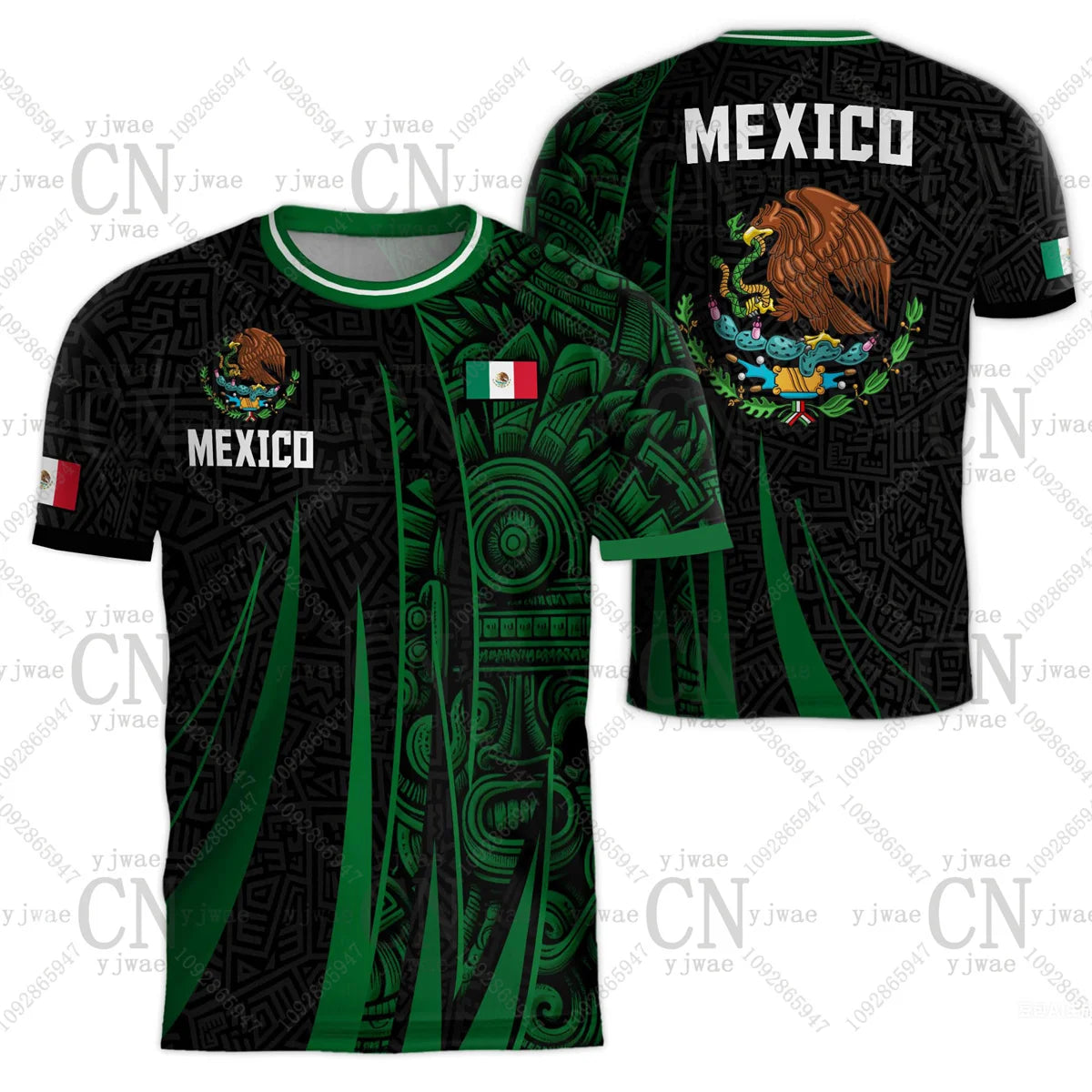 2026 Mexico Soccer Jerseys Flag Print Sportswear Short Sleeved Outdoor Quick Drying Training Tee Summer Children'S Adult T-Shirt