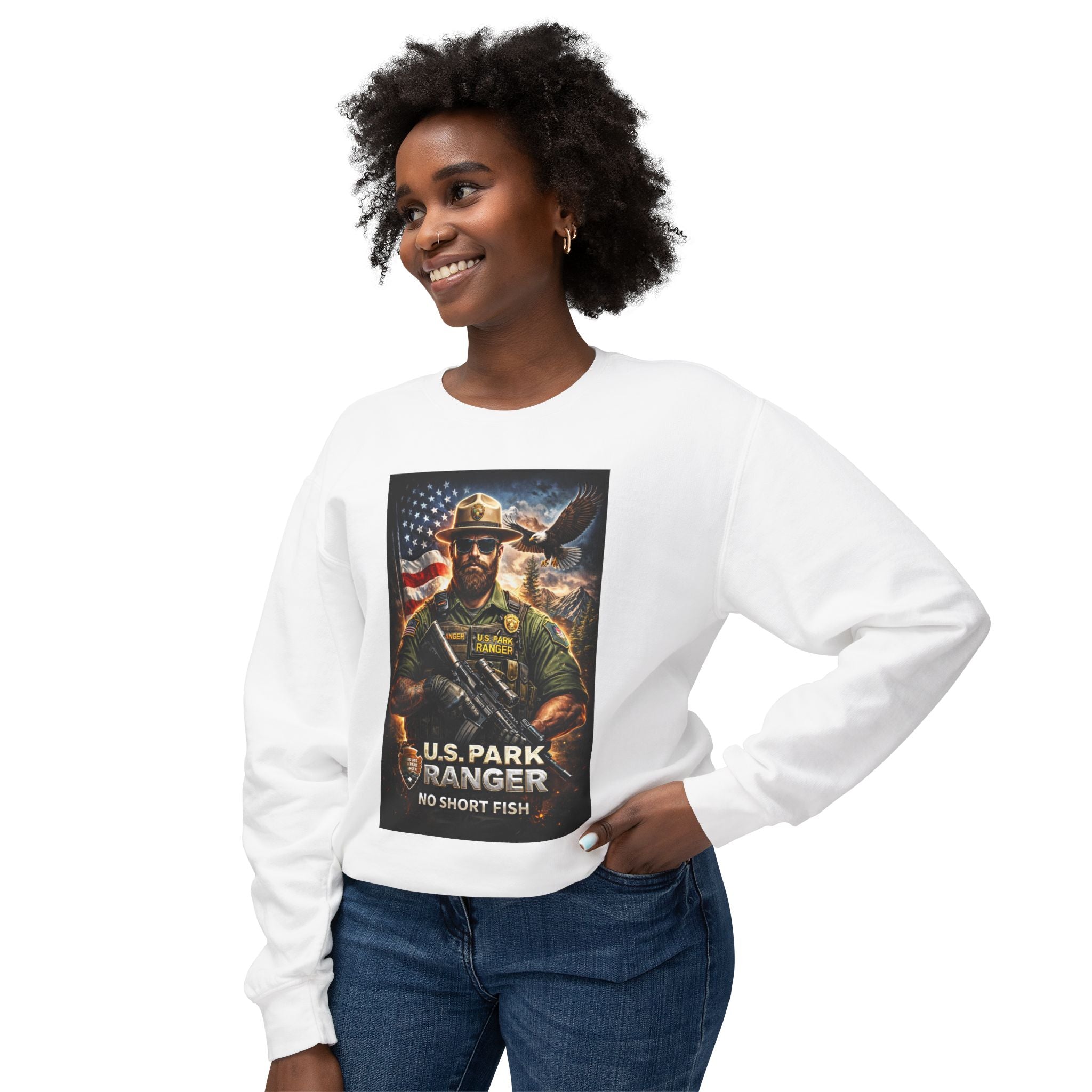 U.S. Park Ranger Short Fish Unisex Lightweight Crewneck Sweatshirt