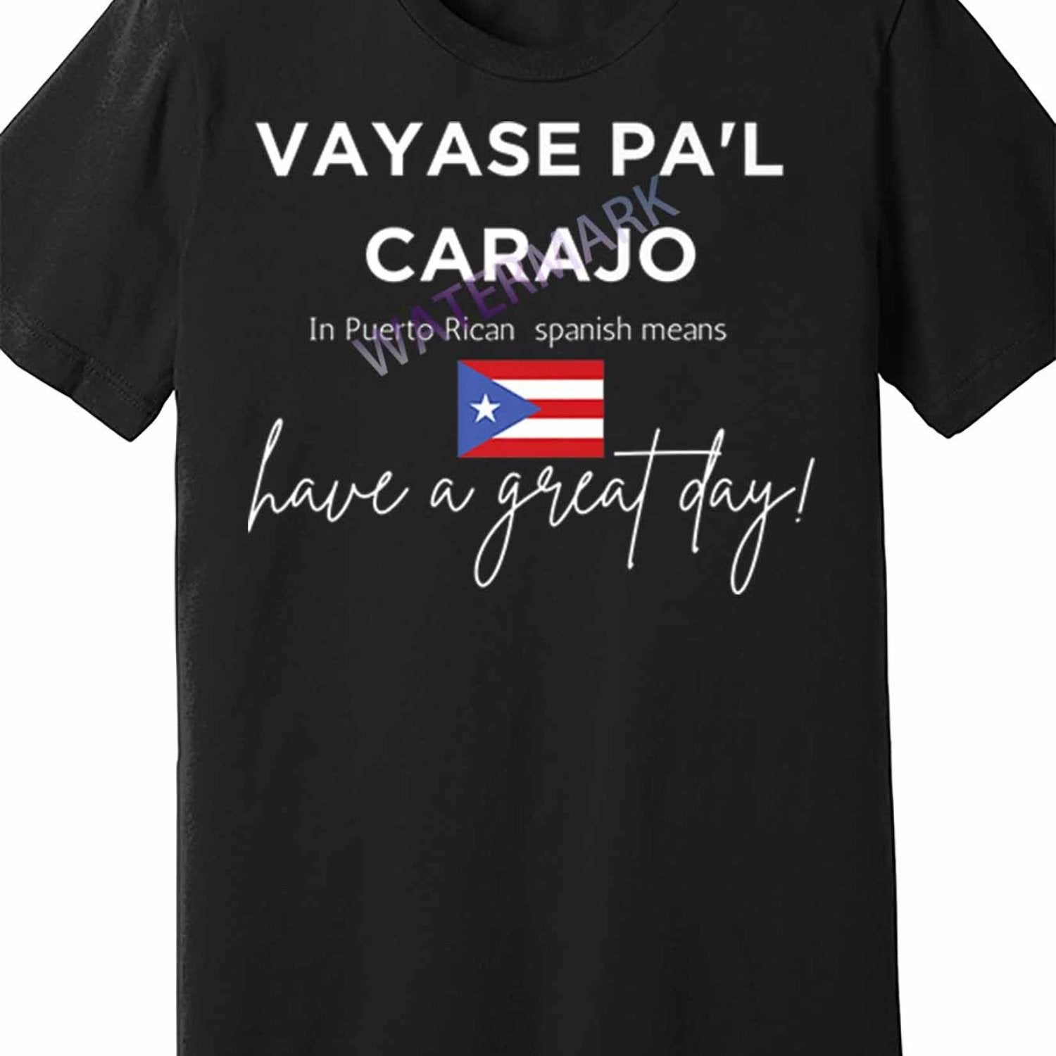 Men's Puerto Rican Slang T-Shirt - "Vayase Pal Carajo" Funny Translation, Premium Cotton, Short Sleeve, Black with Puerto Rico Flag Detail, Machine Washable, Everyday Casual Wear | Flag Design Shirt | Cotton Fabric, Perfect f