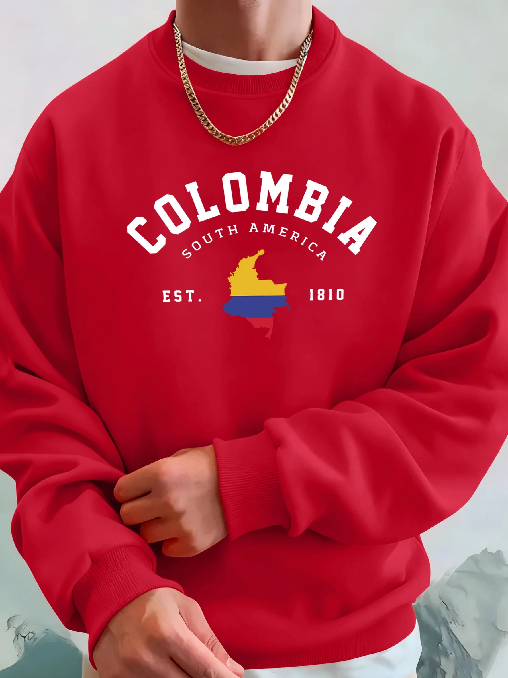 Colombia South America Est 1810 Print Man Loose Casual Streetwear Sport Soft Hoodie Comfy Street Sweatshirts Warm Trendy Clothes