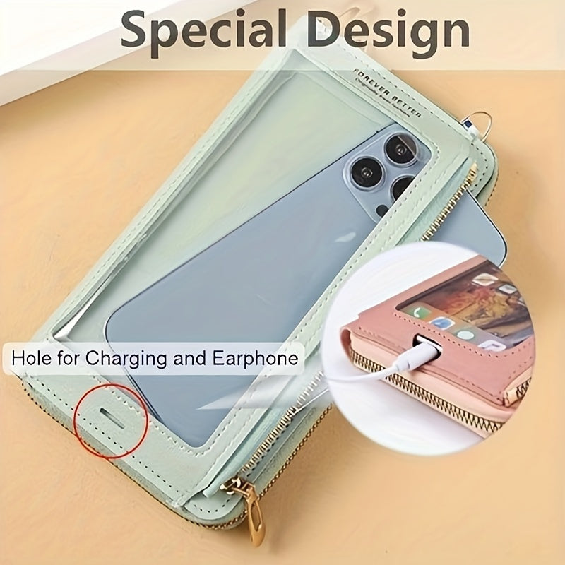 Touch Screen Mobile Phone Bag Female Cross Bag Anti-theft Multi-functional Shoulder Transparent Mini Small Bag Purse Mobile Phone Bag, Mommy Bag, Christmas, Halloween, Thanksgiving Day Gift