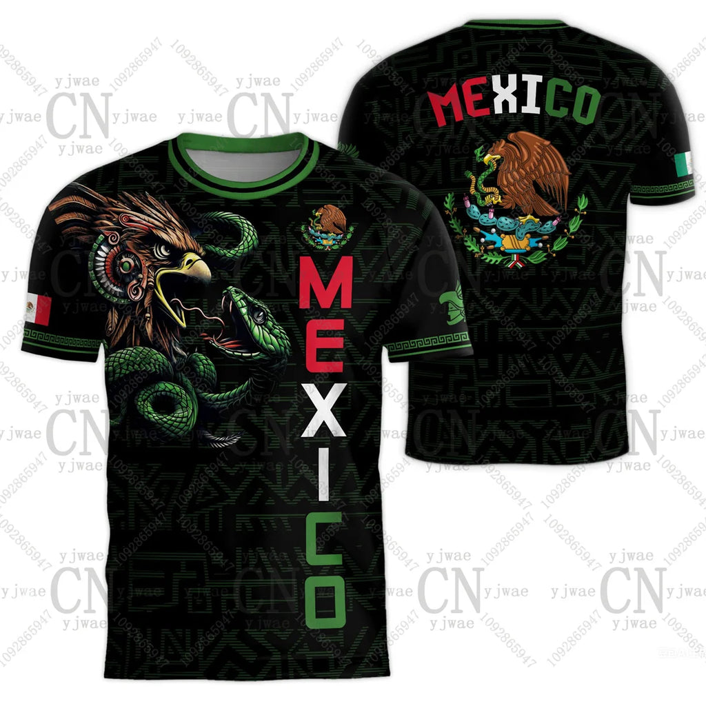 2026 Mexico Soccer Jerseys Flag Print Sportswear Short Sleeved Outdoor Quick Drying Training Tee Summer Children'S Adult T-Shirt