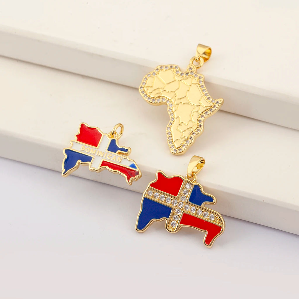 Dominican Republic/South Americ Map Pendant Exquisite Copper Zircon Jewelry Accessories Dinner Party For Women Gift Dropshipping