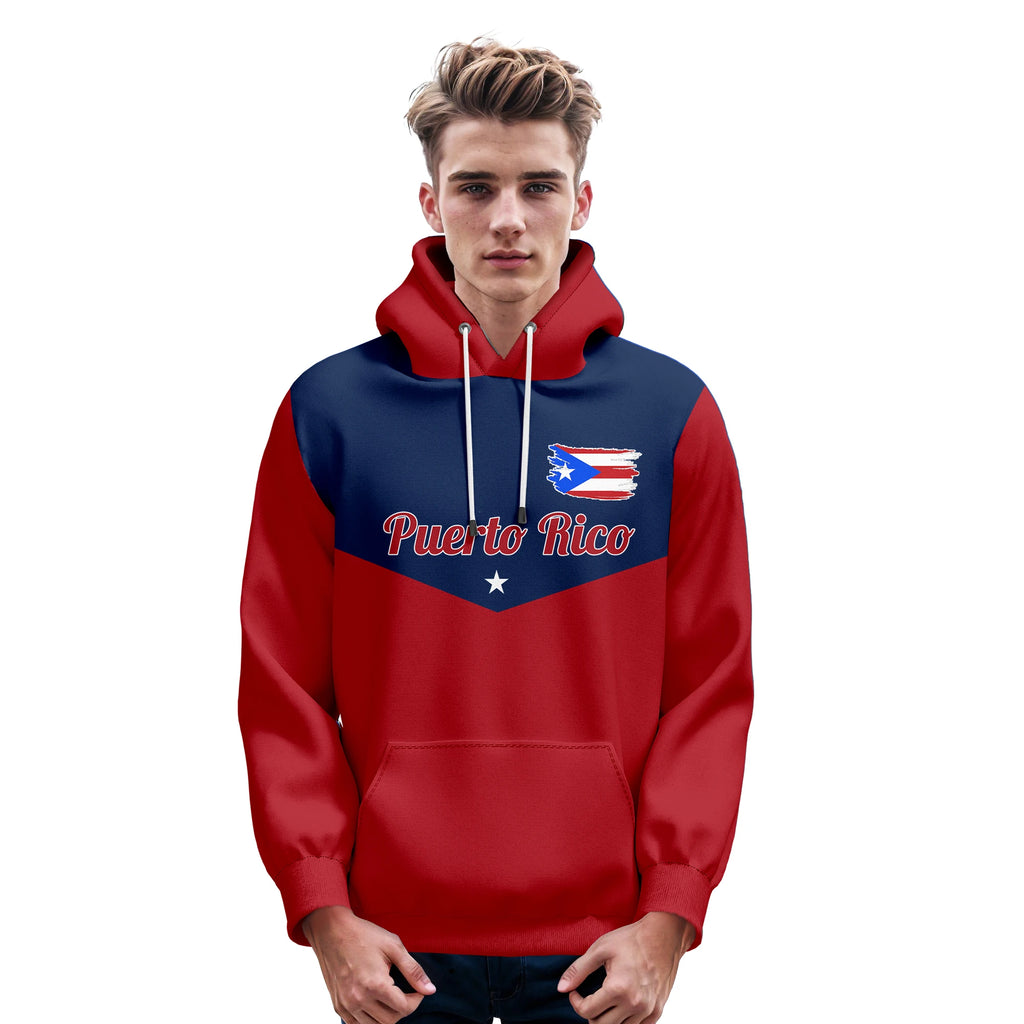 Custom Puerto Rico Hoodie Thin Pullover Sweatshirt with Flag Personalized Name Number Casual Wear for Men Youth Spring Autumn