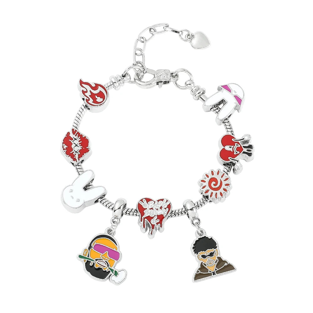 Hot Puerto Rican Singer Bad Bunny Bracelet Cute Bracelet Accessories Punk Gothic Metal Bangles Wristbands Jewelry For Fans Gift