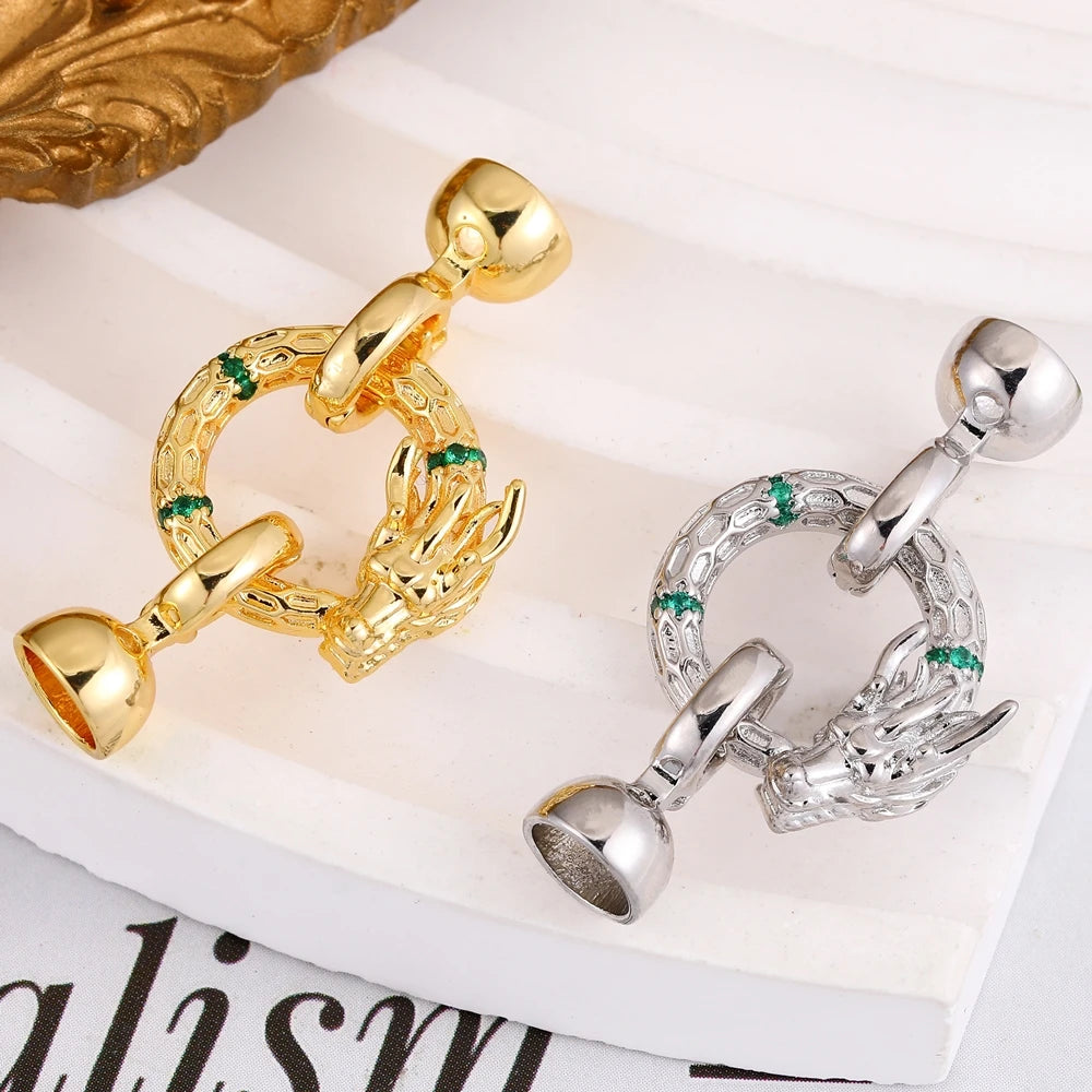 Juya 18K Real Gold Plated Snake Connector Fastener Hook Clasps Accessories For DIY Needlework Cuba Chains Pearls Jewelry Making