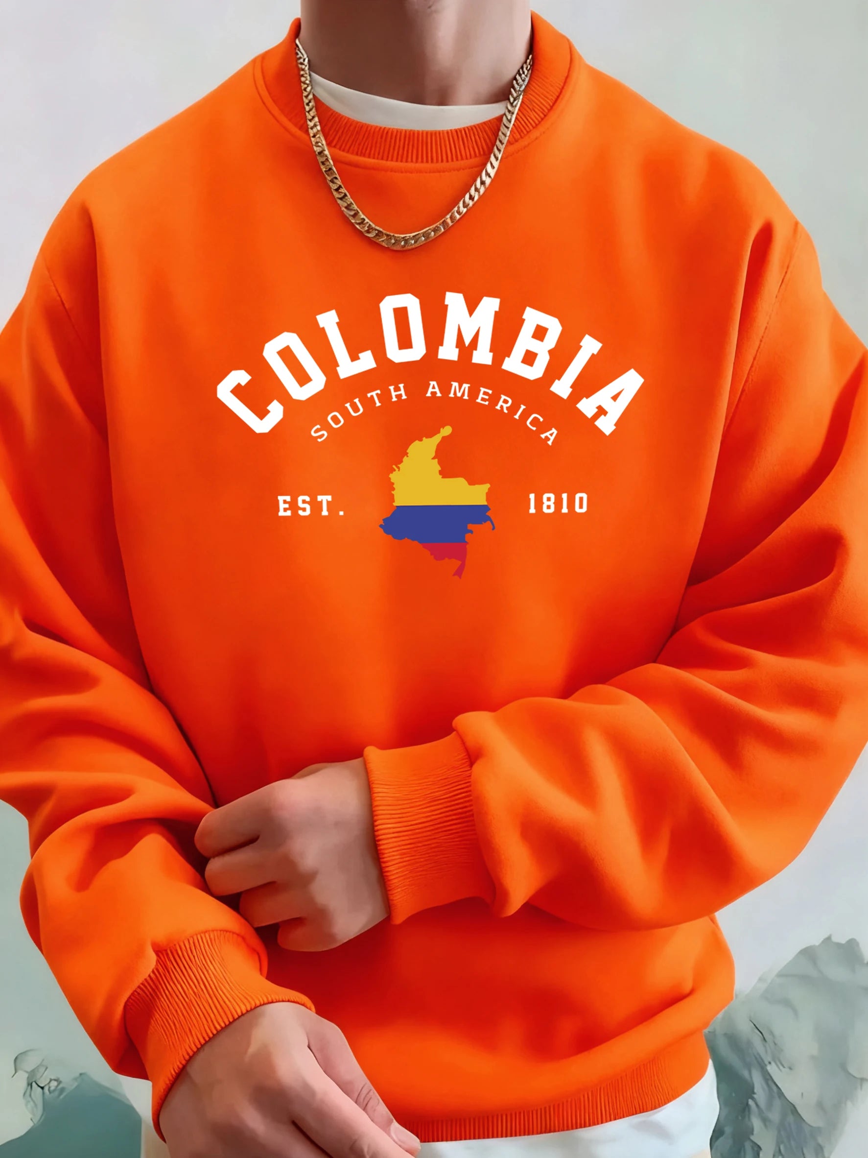 Colombia South America Est 1810 Print Man Loose Casual Streetwear Sport Soft Hoodie Comfy Street Sweatshirts Warm Trendy Clothes