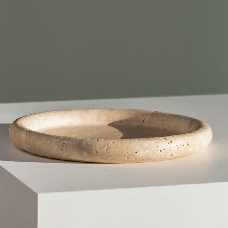 Yuji Marble Beige Hole Aromatherapy Bathroom Bathroom Countertop Model Room Jewelry Storage Storage Tray Decoration