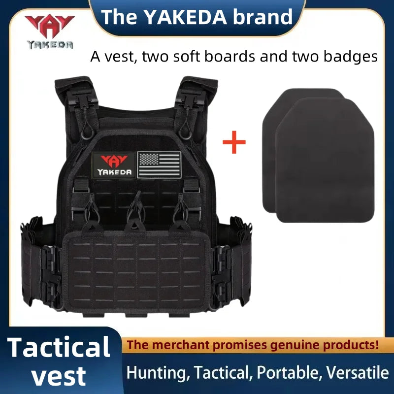 YAKEDA Tactical Vest 6094 Fast detachable light laser cut outdoor hunting black gear carry vest of high quality