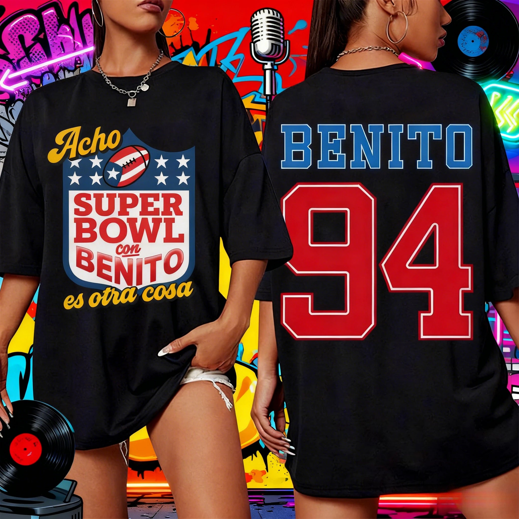 Benito Bowl Halftime 94 Football Puerto Rico Boricua Debi Tirar Mas Fotos Men's and Women's Gothic High-quality T-shirt