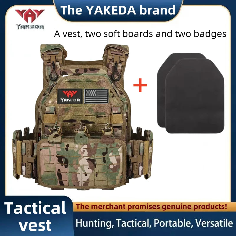 YAKEDA Tactical Vest 6094 Fast detachable light laser cut outdoor hunting black gear carry vest of high quality