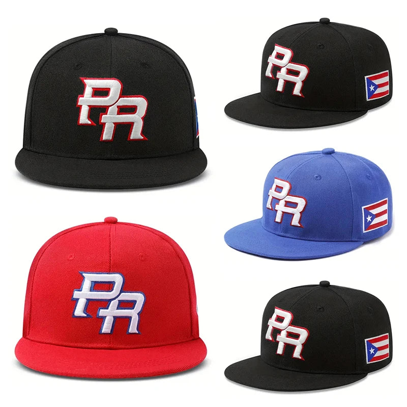 2025 Fashion and Creative New Flat Edge Hat PR Puerto Rico Side Flag Hip Hop Hat Outdoor Leisure Daily Sunshade Hat Baseball Hat