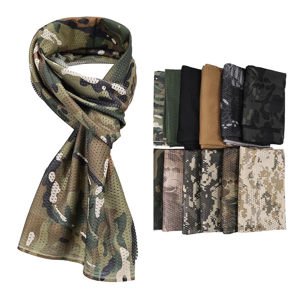 SINAIRSOFT Cotton And Polyester Camouflage Mesh Scarf Unisex Outdoor Sports Shooting Hunting Apparel Accessories