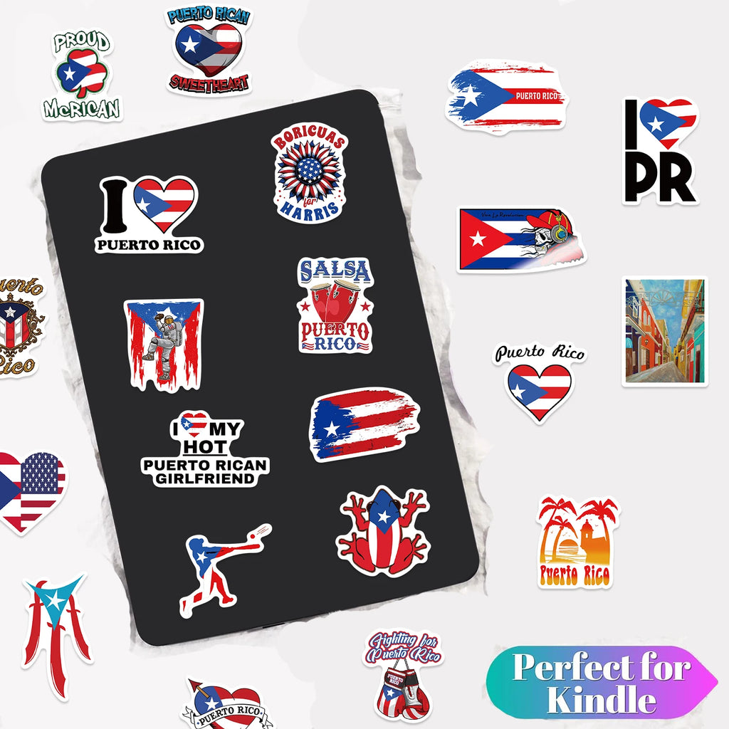 50Pcs Puerto Rico Stickers National Flag for Suitcase Skateboard Guitar Laptop Phone Decor Graffiti Waterproof Sticker