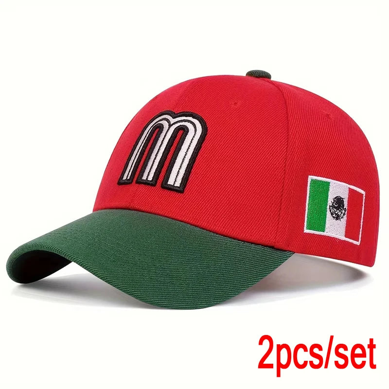 Unisex M Letter Embroidery Baseball Caps Spring Autumn Outdoor Adjustable Casual Hats Sunscreen Hat