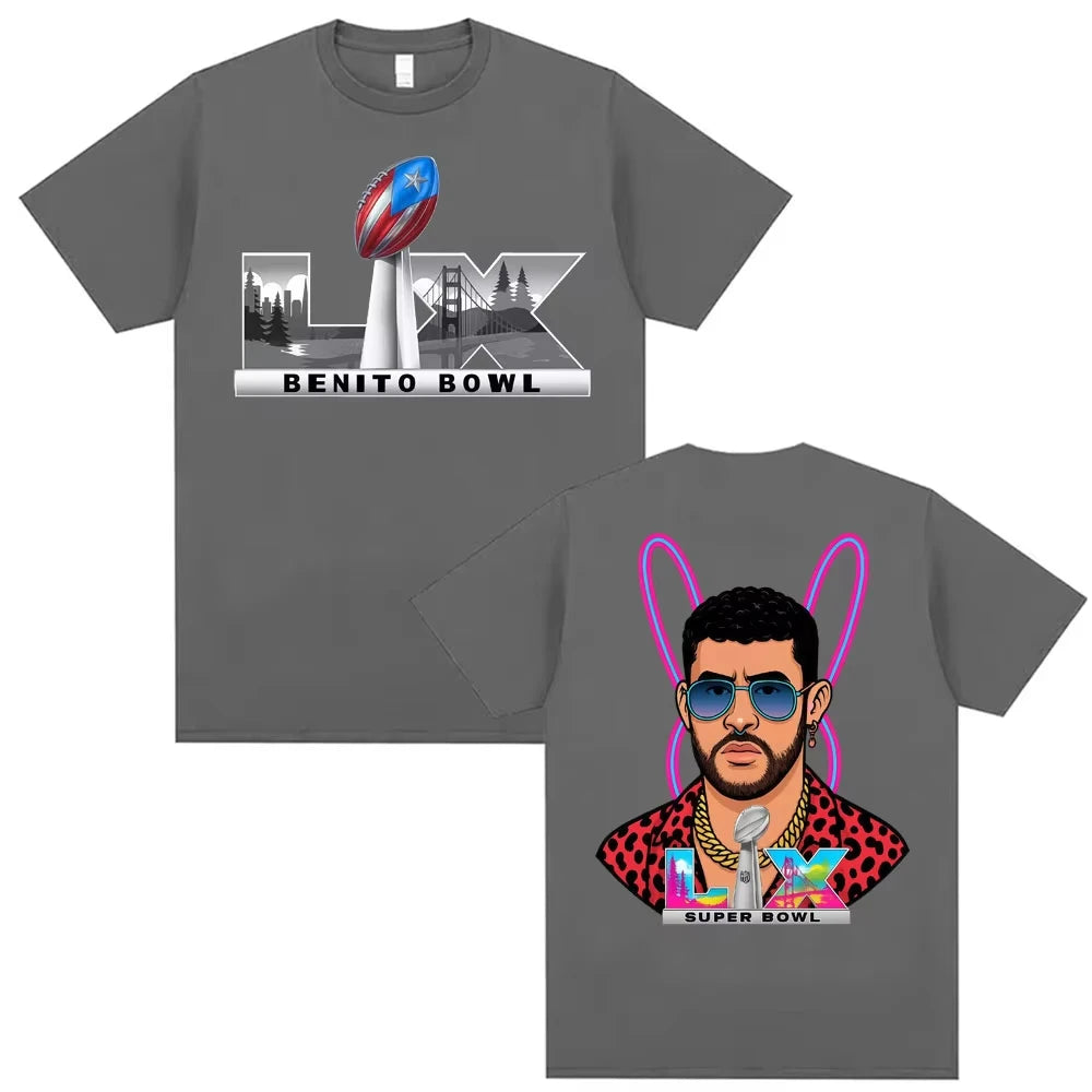 Bad Bunny Super Bowl LIX Puerto Rican Pride Graphic T Shirts Men Women Fashion Hip Hop Street T-shirt Casual Loose Cotton Tshirt
