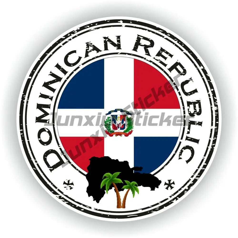 Dominican Coat of Arms Sticker Dominican Republic Flag Country Code DOM Decals Seal Sticker of Dominican Republic Decals