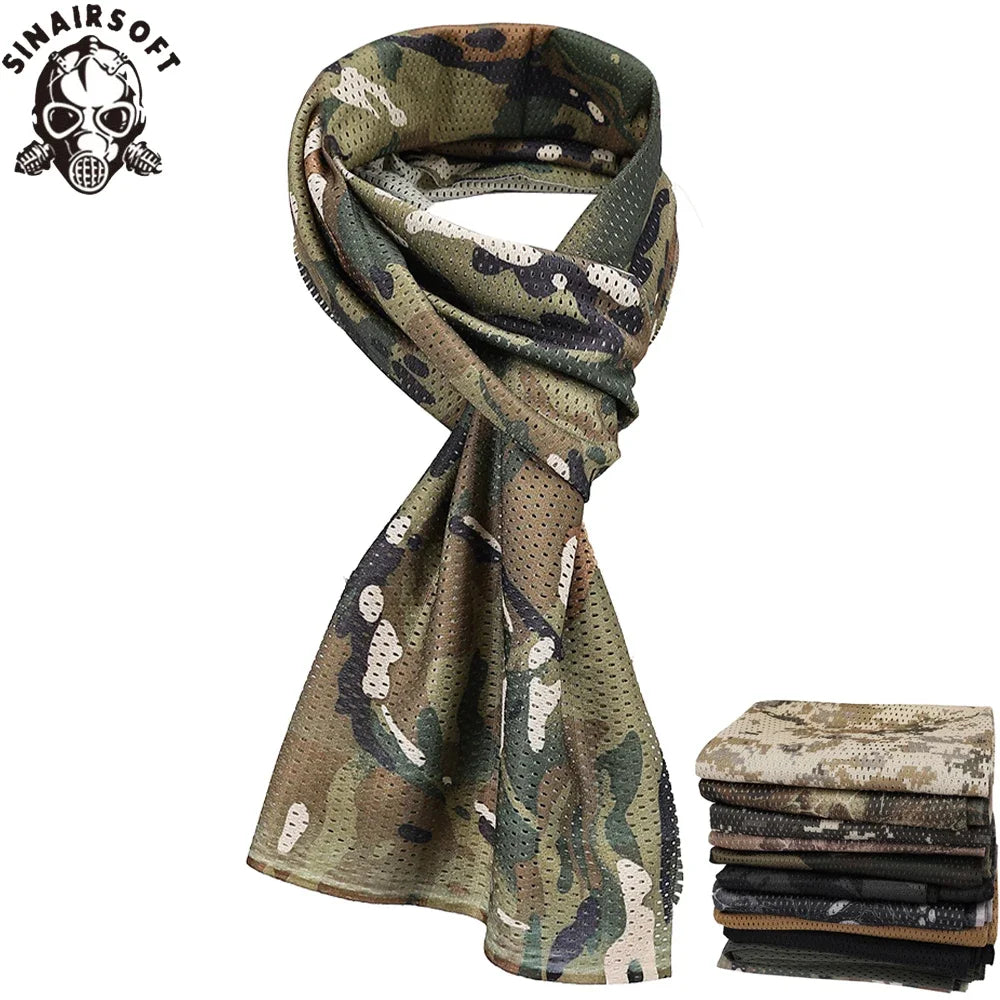 SINAIRSOFT Cotton And Polyester Camouflage Mesh Scarf Unisex Outdoor Sports Shooting Hunting Apparel Accessories