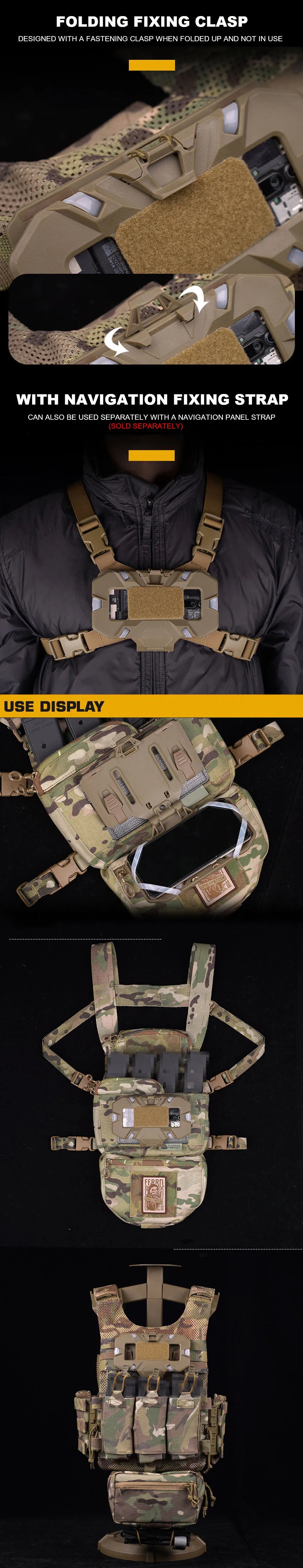 Tactical Molle Folded Navigation Board Phone Map Holder Military Hunting Vest Accessories Flip Lite Airsoft Chest Rig Universal