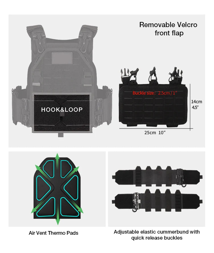 YAKEDA Tactical Vest 6094 Fast detachable light laser cut outdoor hunting black gear carry vest of high quality