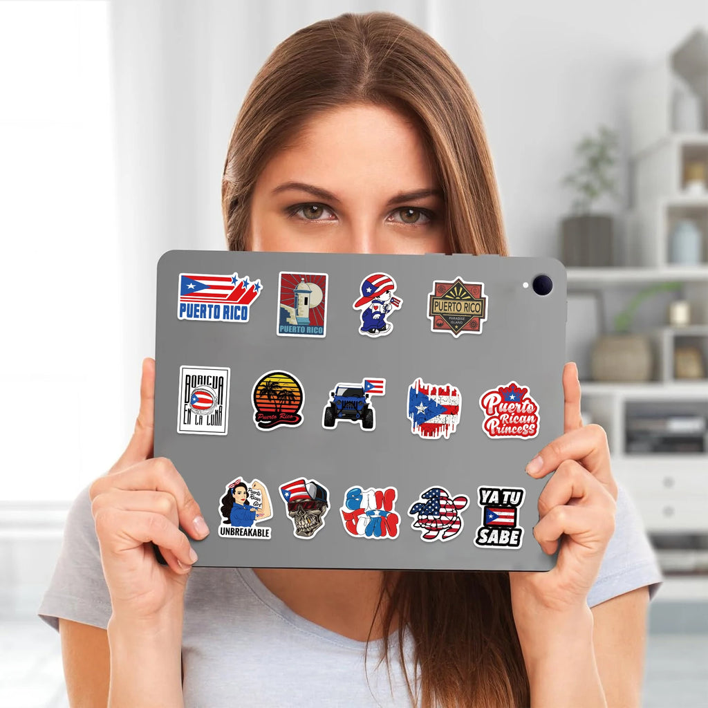 50Pcs Puerto Rico Stickers National Flag for Suitcase Skateboard Guitar Laptop Phone Decor Graffiti Waterproof Sticker