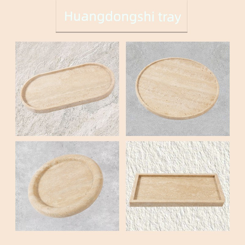 Yuji Marble Beige Hole Aromatherapy Bathroom Bathroom Countertop Model Room Jewelry Storage Storage Tray Decoration