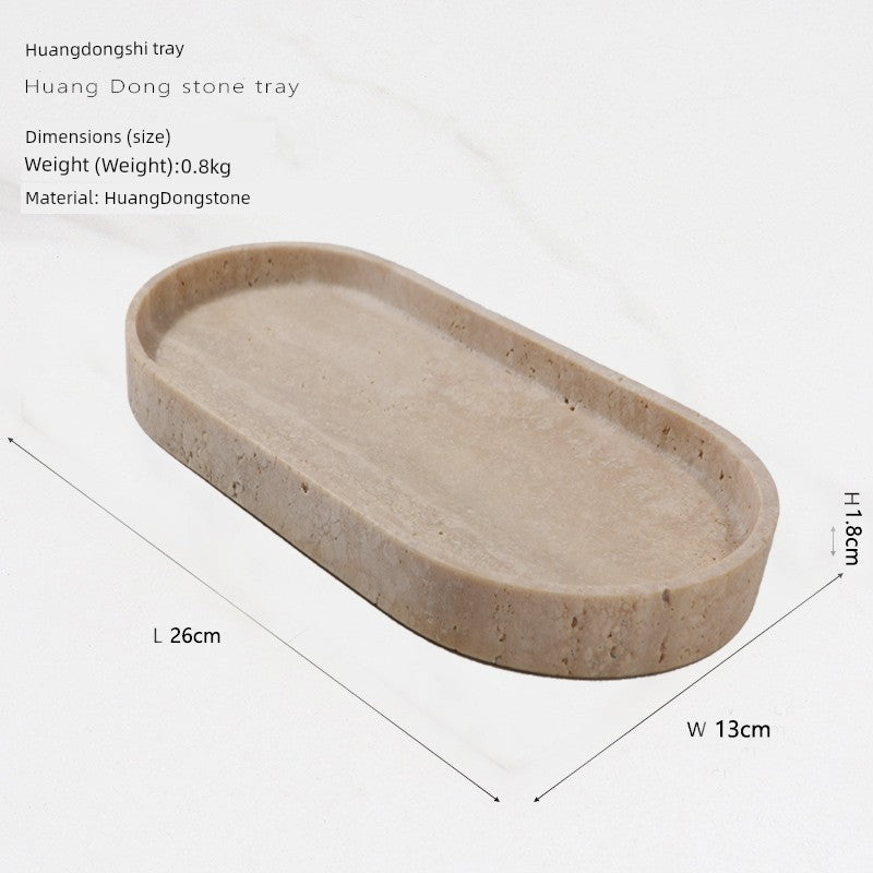 Yuji Marble Beige Hole Aromatherapy Bathroom Bathroom Countertop Model Room Jewelry Storage Storage Tray Decoration