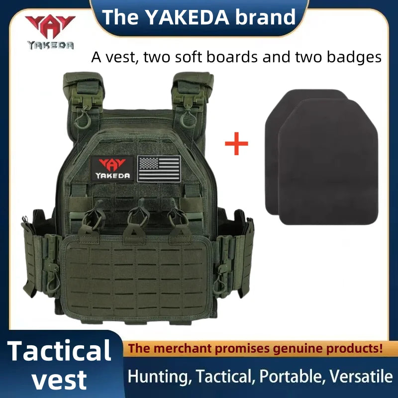 YAKEDA Tactical Vest 6094 Fast detachable light laser cut outdoor hunting black gear carry vest of high quality