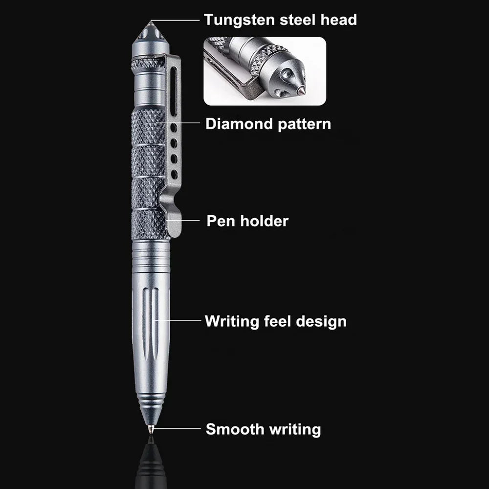 Military Tactical Pen Multifunction Aluminum AlloyOutdoor Camping Security Survival Tools Emergency Glass Breaker Pen