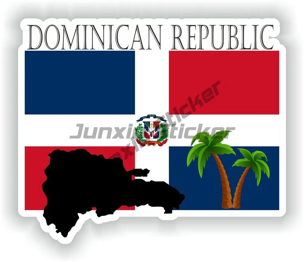 Dominican Coat of Arms Sticker Dominican Republic Flag Country Code DOM Decals Seal Sticker of Dominican Republic Decals