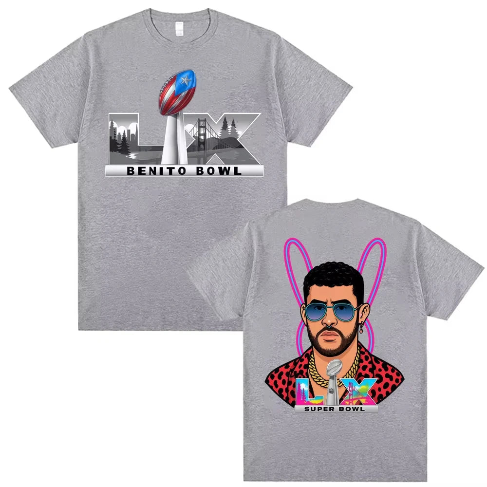 Bad Bunny Super Bowl LIX Puerto Rican Pride Graphic T Shirts Men Women Fashion Hip Hop Street T-shirt Casual Loose Cotton Tshirt