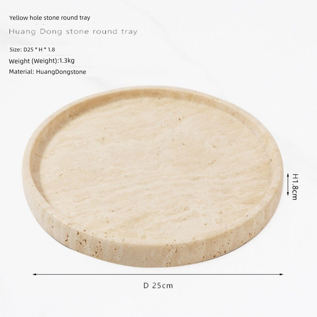 Yuji Marble Beige Hole Aromatherapy Bathroom Bathroom Countertop Model Room Jewelry Storage Storage Tray Decoration
