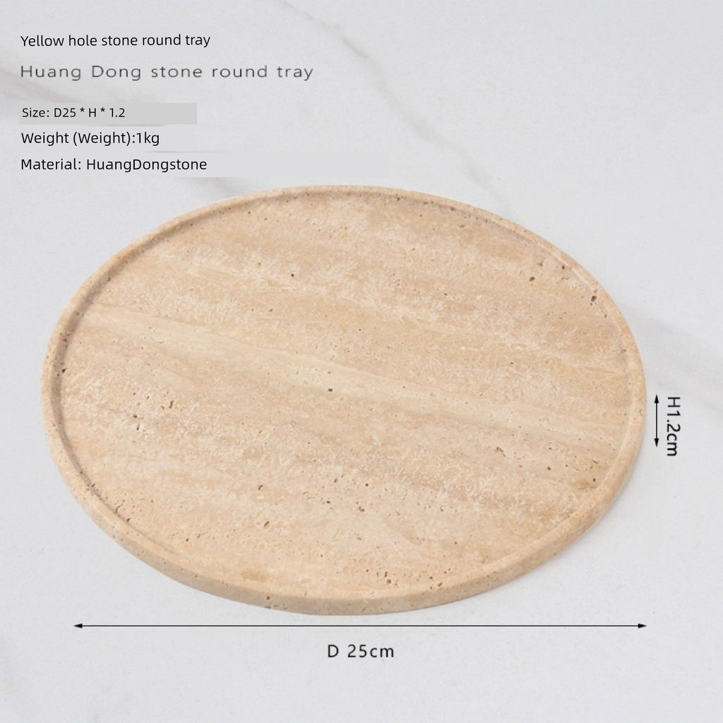 Yuji Marble Beige Hole Aromatherapy Bathroom Bathroom Countertop Model Room Jewelry Storage Storage Tray Decoration